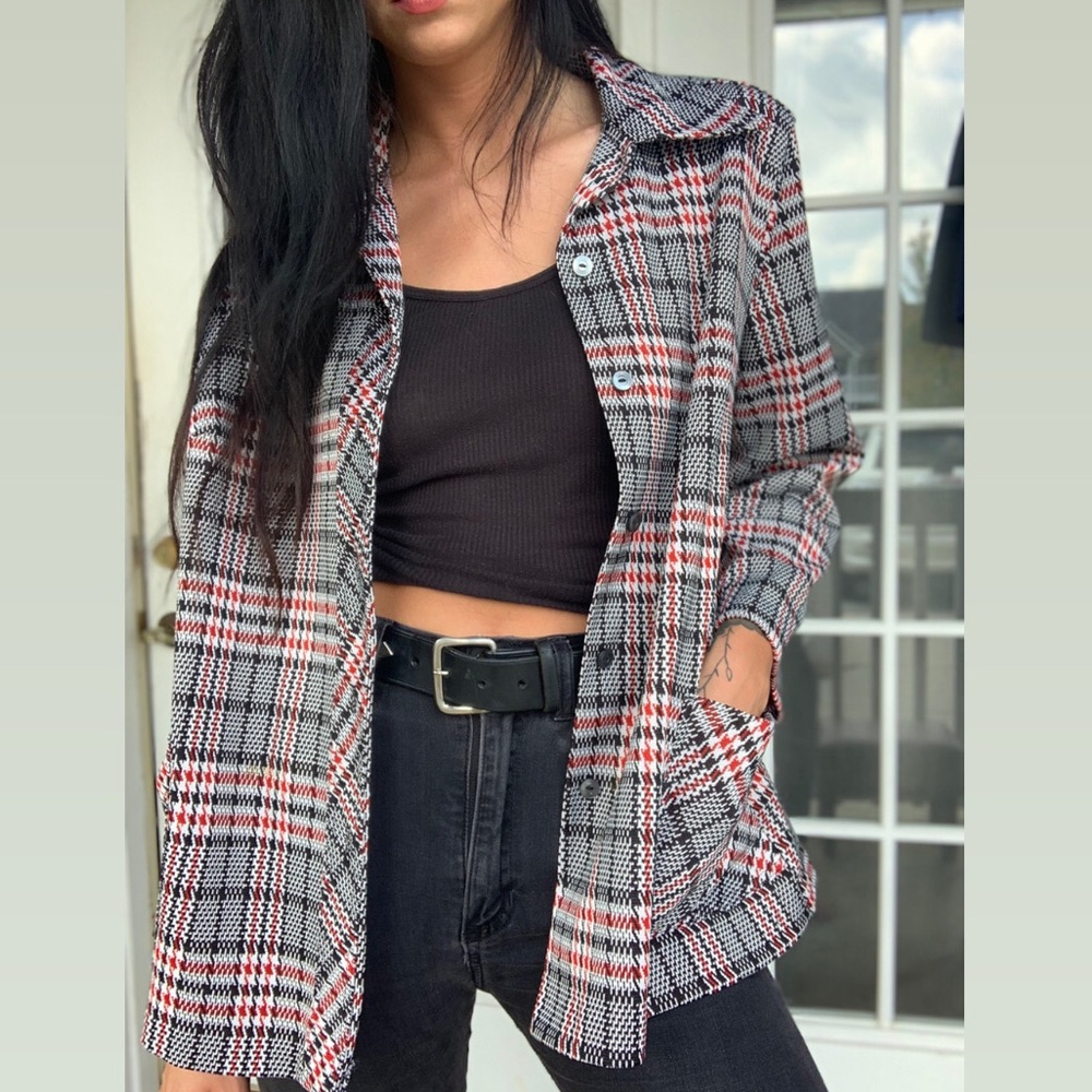 1970’s plaid pointed collar light jacket
